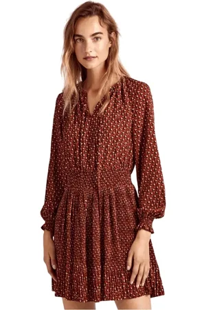 Pepe Jeans Kjole, Dame, Flerfarvet, L, Boho Plisseret Kjole til Kvinder