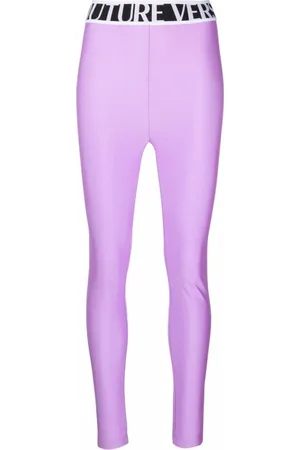 VERSACE Bukser, Dame, Lilla, 2XS, Uld, Leggings med elastisk talje