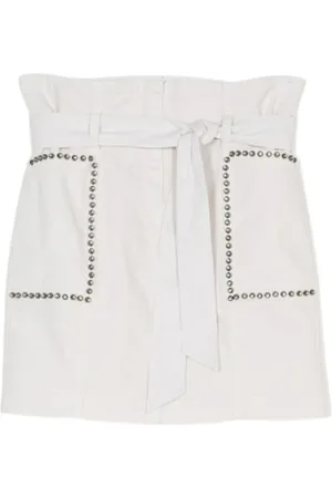 Twin-Set Nederdel, Dame, , S, Denim, Studded Denim Højtaljet Nederdel