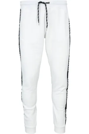 Carlo Colucci Bukser, Herre, Hvid, 2XL, Herre Basic Sweathose med Sidelinje