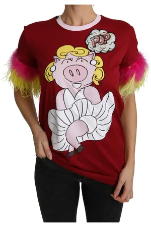 Dolce & Gabbana Top, Dame, Rød, S, Bomuld, 2019 Grisens År T-Shirt