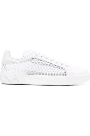Dolce & Gabbana Sko, Dame, Hvid, 39 1/2 EU, Uld, Logo Mesh-Panel Sneakers