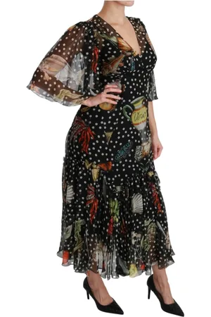 Dolce & Gabbana Kjole, Dame, Sort, S, Bomuld, Sort Hav Fisk Sicilien A-line Shift Kjole