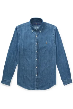 Ralph Lauren Skjorte, Herre, Blå, XL, Denim, Slim Denim Skjorte