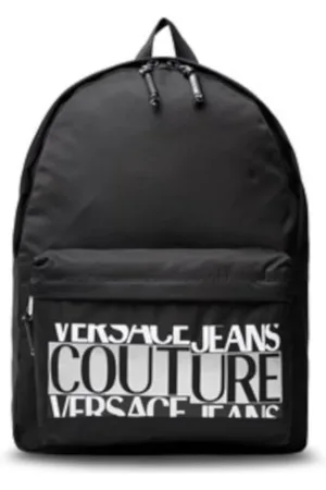 VERSACE Taske, Herre, Sort, ONE SIZE, Uld, Sort rygsæk med logo bogstaver til mænd