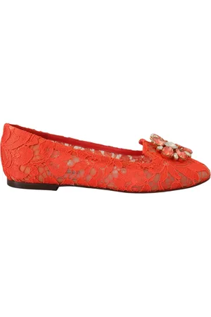 Dolce & Gabbana Sko, Dame, Rød, 35 EU, Læder, Røde Taormina Blondekrystaller Ballet Flats Sko
