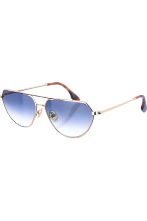 Victoria Beckham Tilbehør, Dame, Blå, ONE SIZE, Uld, Solbriller, Guld-Havana Rektangulær Stil