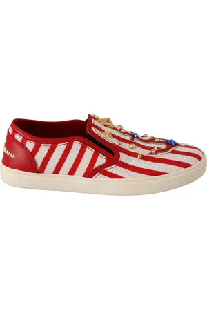 Dolce & Gabbana Sko, Dame, Flerfarvet, 36 EU, Uld, Røde Hvide Anker Studded Loafers