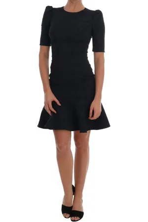 Dolce & Gabbana Kjole, Dame, Sort, 3XS, Polyester, Sort Blå Flare Mini Kjole