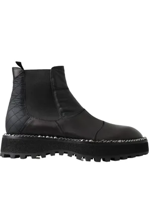 Dolce & Gabbana Sko, Herre, Sort, 45 EU, Læder, Sort læder slip on stretch støvler