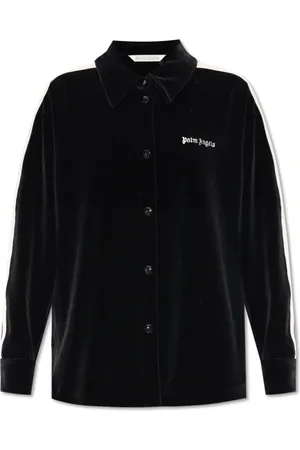 Palm Angels Bluser & Skjorter, Dame, Sort, XL, Bomuld, Velour Skjorte med Logo