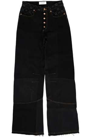 Marine Serre Bukser, Dame, Sort, M, Denim, Flare Denim Bukser