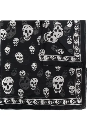 Alexander McQueen Tilbehør, Herre, Sort, ONE SIZE, Sort Silketørklæde med Dødningehoved