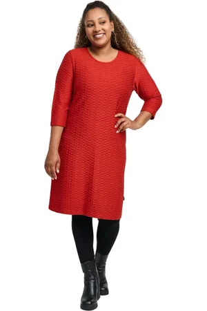 Pont Neuf Kjole, Dame, Rød, XL, Uld, Bente - Dyb Rust Orange Kjole