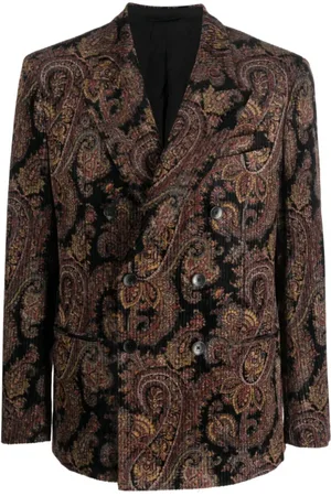 Etro Jakke, Herre, Sort, XL, Bomuld, Sort Paisley-Print Corduroy Blazer