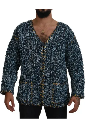 Dolce & Gabbana Strik, Herre, Blå, S, Uld, Blå Knappetrøje