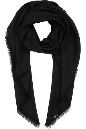 Moschino Tilbehør, Dame, Sort, ONE SIZE, Uld, Luksuriøst Logo Mønster Uld og Silke Vintersjal