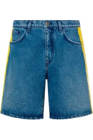 Moschino Shorts, Herre, Blå, S, Denim, Blå Denim Shorts med Håndmalet Striber