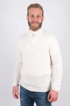 Vince Strik, Herre, Hvid, L, Uld, Plush Qtr Zip Offwhite Cardigan