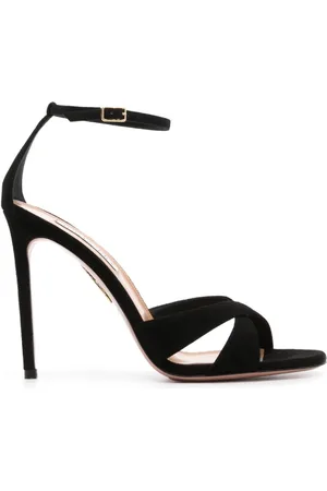 Aquazzura Sko, Dame, Sort, 41 EU, Sorte Divine 105mm Ruskindssandaler