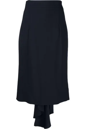 Moschino Nederdel, Dame, Blå, XS, Uld, Midnatblå Plisseret Asymmetrisk Midi Nederdel
