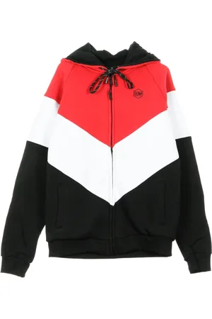 DOLLY NOIRE Sweathshirts & Hoodies, Herre, Rød, S, Vega Zip Hoodie - Rød/Hvid/Sort