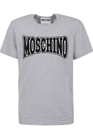 Moschino Top, Herre, Grå, M, Bomuld, Grå Broderet Logo T-Shirt