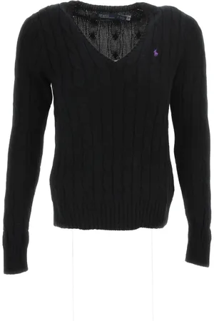 Ralph Lauren Strik, Dame, Sort, M, Bomuld, Kimberly Langærmet Pullover