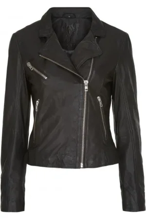 Notyz Jakke, Dame, Sort, 2XL, Uld, Bikerjakke med store lynlåse