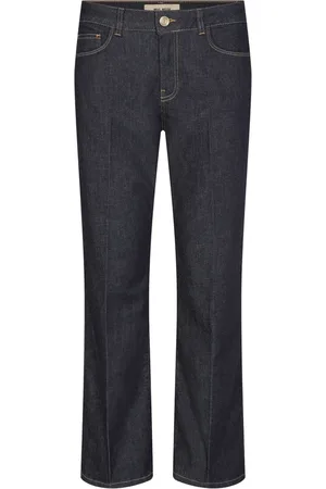 Mos Mosh Jeans, Dame, Blå, W26, Bomuld, Moderne Korte Højtaljede Flare Jeans