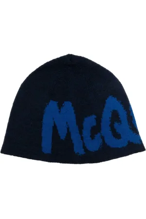 Alexander McQueen Tilbehør, Herre, Blå, M, Uld, Blå Uld Logo Hat