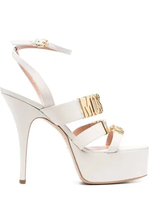 Moschino Sko, Dame, , 36 EU, Uld, Højhælede Sandaler med Logo Motiv