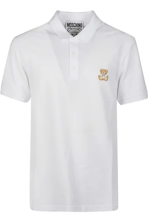 Moschino Top, Herre, Hvid, 2XL, Teddy Bear Patch Polo Shirt