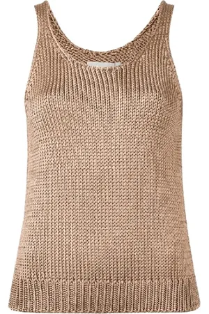Vince Top, Dame, Brun, S, Tyl, Ærmeløs silkeknit top