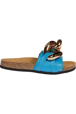 J.W.Anderson Sko, Dame, Blå, 36 EU, Uld, Moderne Chain Slide Flats til Kvinder