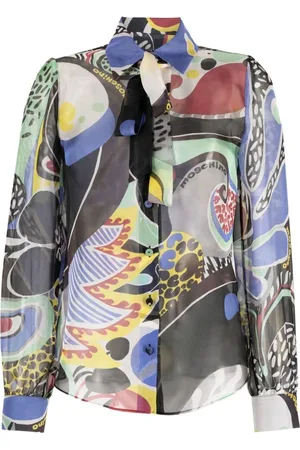 Moschino Bluser & Skjorter, Dame, Sort, XS, Abstrakt Silke Buebluse