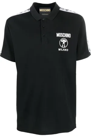 Moschino Top, Herre, Sort, 2XL, Uld, Double Question Sort Polo Shirt