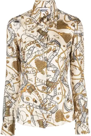Moschino Bluser & Skjorter, Dame, , S, Bridle-print Silkeskjorte
