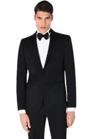 Emporio Armani Jakkesæt, Herre, Sort, 4XL, Uld, Elegant Uld Smoking Tuxedo