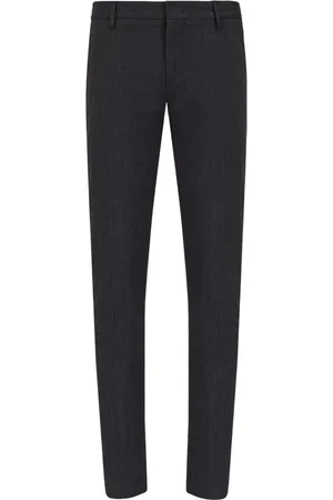Emporio Armani Bukser, Herre, Blå, XL, Bomuld, Diagonal Twill Bukser