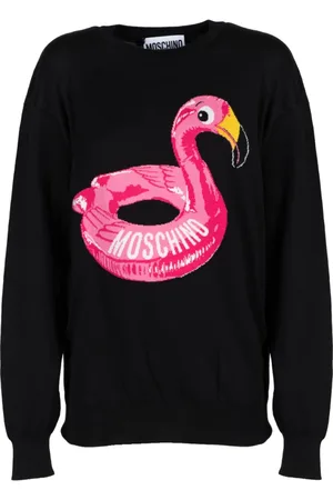 Moschino Sweathshirts & Hoodies, Dame, Sort, XS, Bomuld, Flamingo Jacquard Jumper