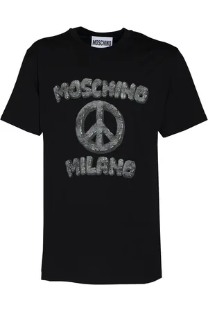 Moschino Top, Herre, Sort, S, Bomuld, Sort Carved Stones T-Shirt