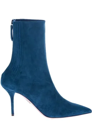 Aquazzura Sko, Dame, Blå, 39 1/2 EU, Uld, Blå spidse tå æresstøvler