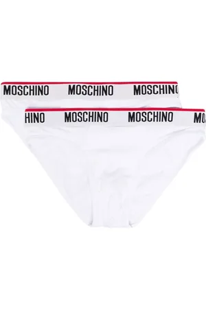 Moschino Undertøj, Herre, Hvid, L, Bomuld, Hvide Stretch Bomuld Logo Taljebukser