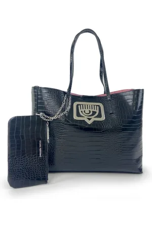 Chiara Ferragni Taske, Dame, Sort, ONE SIZE, Uld, Stor Sort Præget Taske