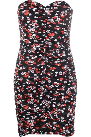 Moschino Kjole, Dame, Sort, S, Uld, Blomsterprintet stropløs minikjole