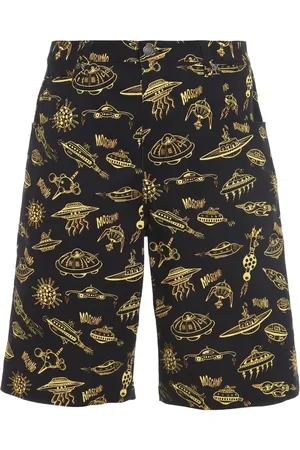 Moschino Shorts, Herre, Sort, XL, Bomuld, Spaceship Print Stræk Shorts