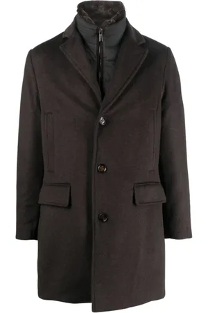 MOORER Frakke, Herre, Brun, 2XL, Uld, Frakke med knapper og hakrevers