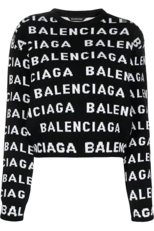 Balenciaga Strik, Dame, Sort, L, Uld, Logo Uldtrøje