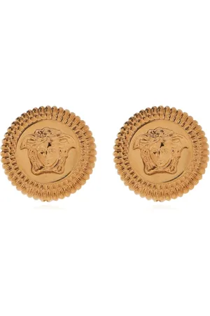 VERSACE Tilbehør, Herre, Gul, ONE SIZE, Uld, Runde øreringe med vedhæng